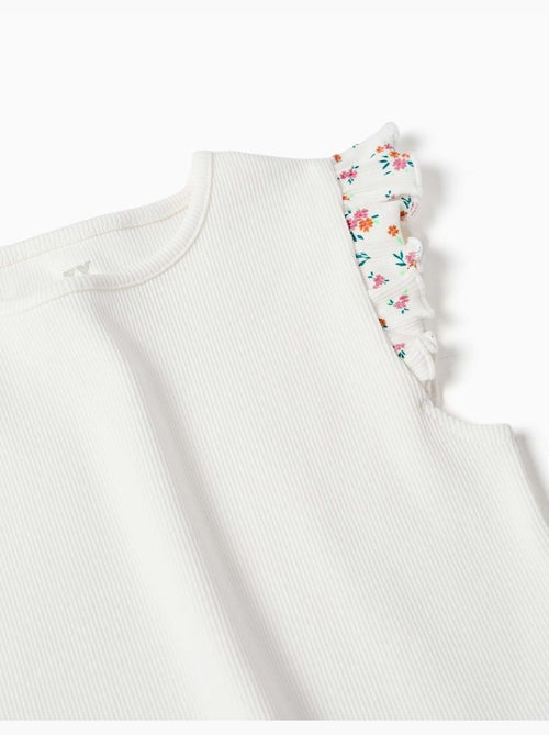 T-shirt en coton côtelé avec manches à volants - Kiabi T-shirt en coton côtelé avec manches à volants - Kiabi