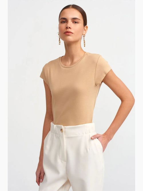 T-shirt en coton coupe slim à col rond dilvin - Kiabi