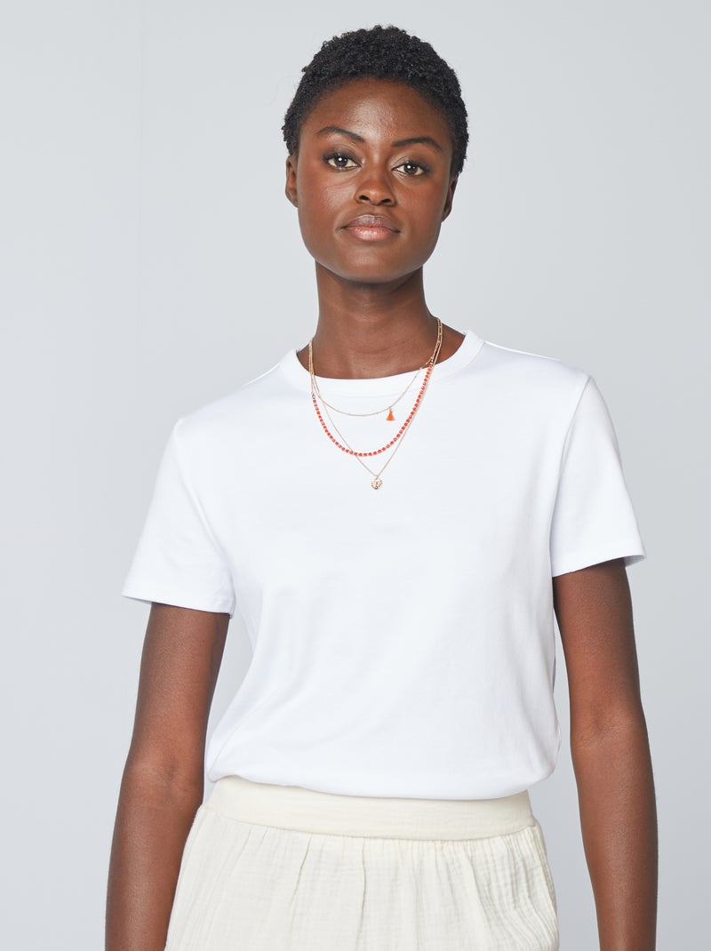 T-shirt en coton épais blanc - Kiabi