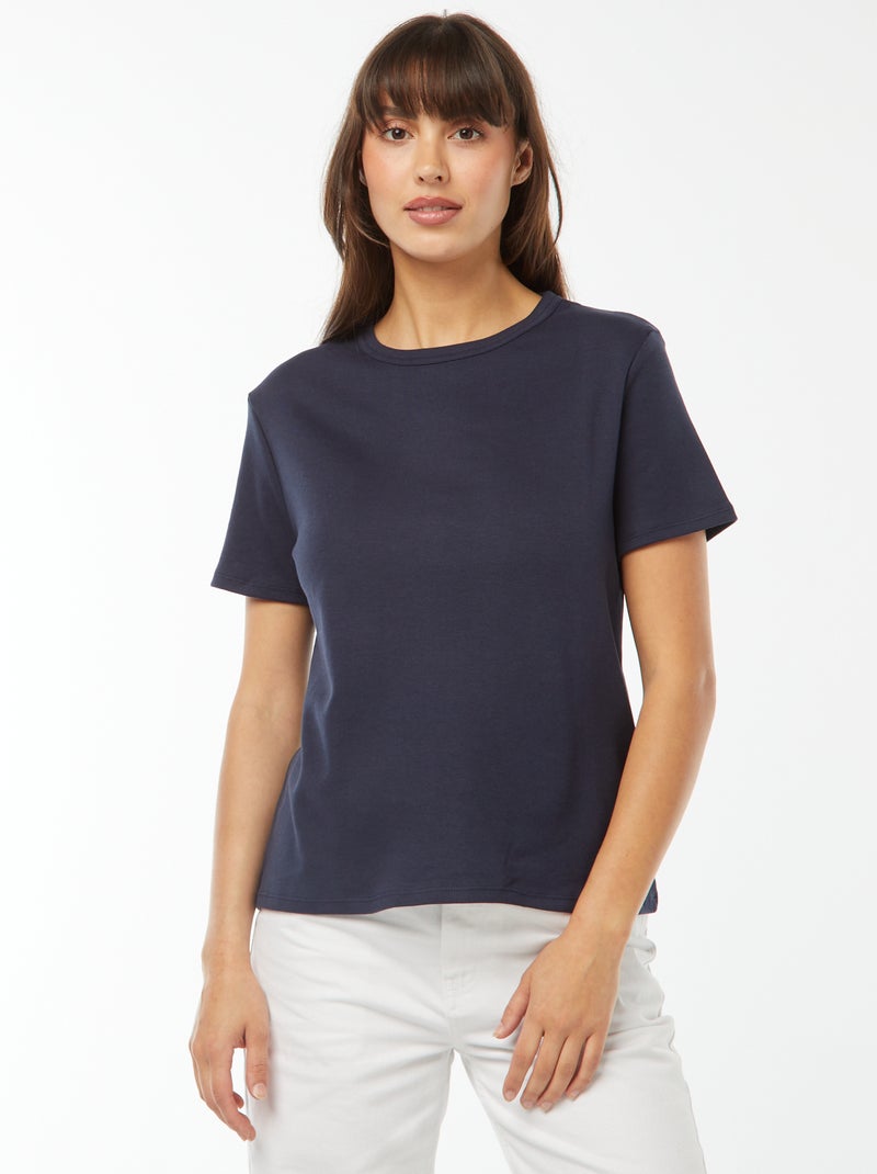 T-shirt en coton épais Bleu marine - Kiabi