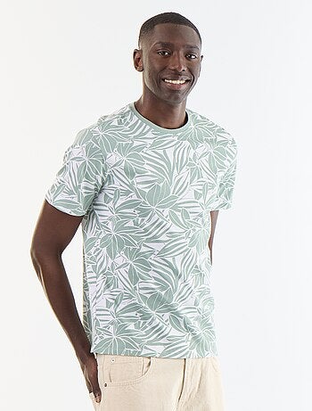 T-shirt en coton pour homme à col rond avec motif