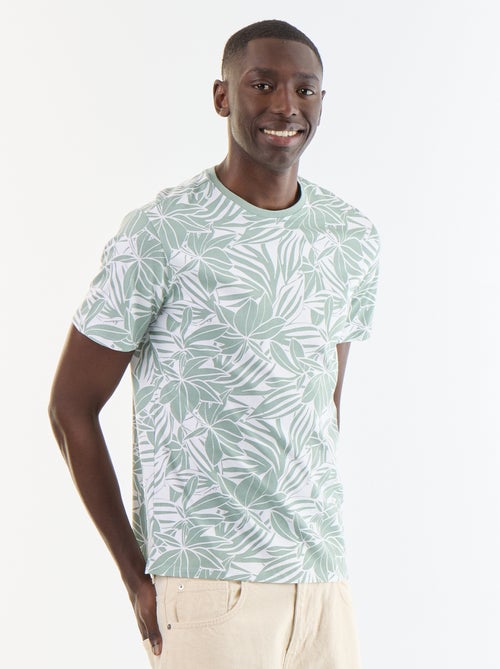 T-shirt en coton homme à col rond avec motif imprimé - Kiabi