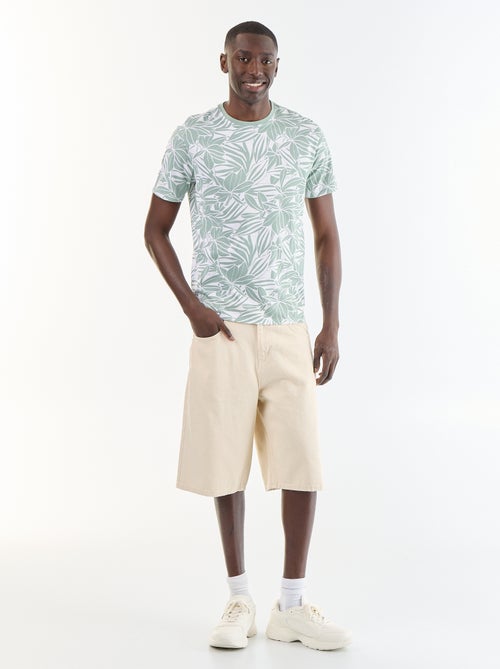 T-shirt en coton homme à col rond avec motif imprimé - Kiabi