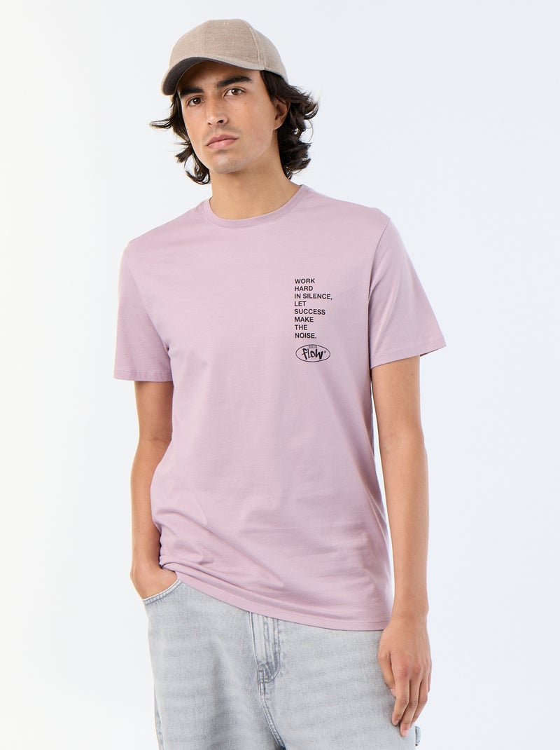 T-shirt en coton imprimé à col rond homme Violet - Kiabi