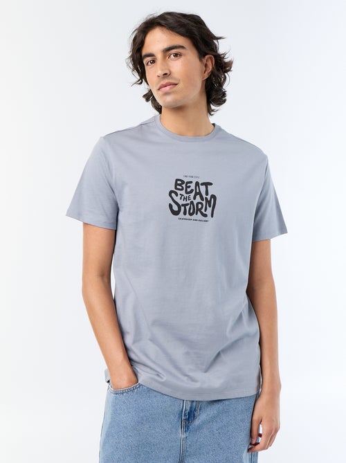 T-shirt en coton imprimé pour homme à col rond - Kiabi