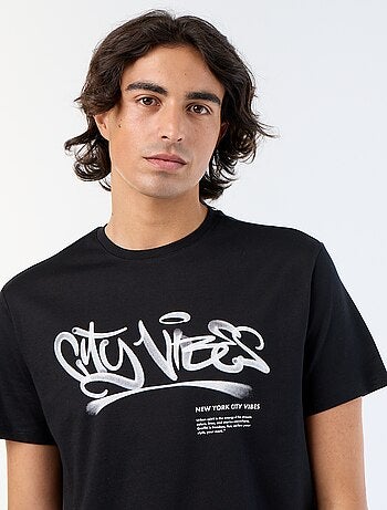 T-shirt en coton à col rond homme avec imprimé