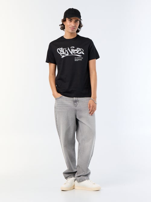 T-shirt en coton imprimé pour homme à col rond - Kiabi
