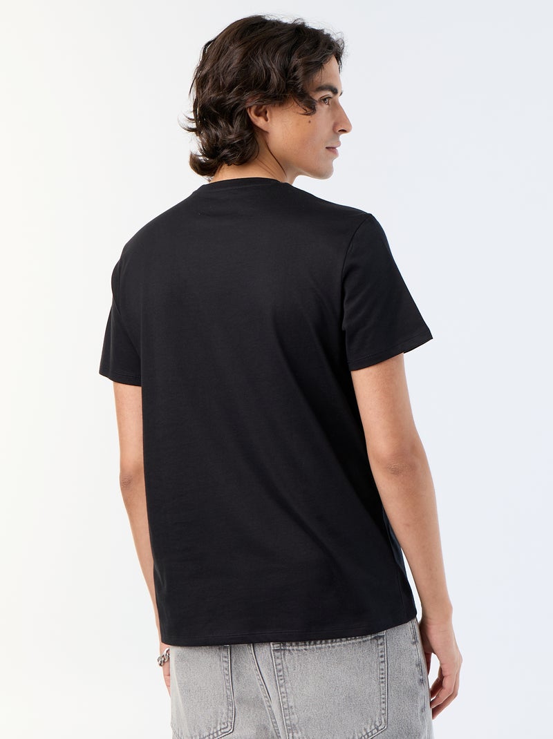 T-shirt en coton imprimé pour homme à col rond Noir - Kiabi