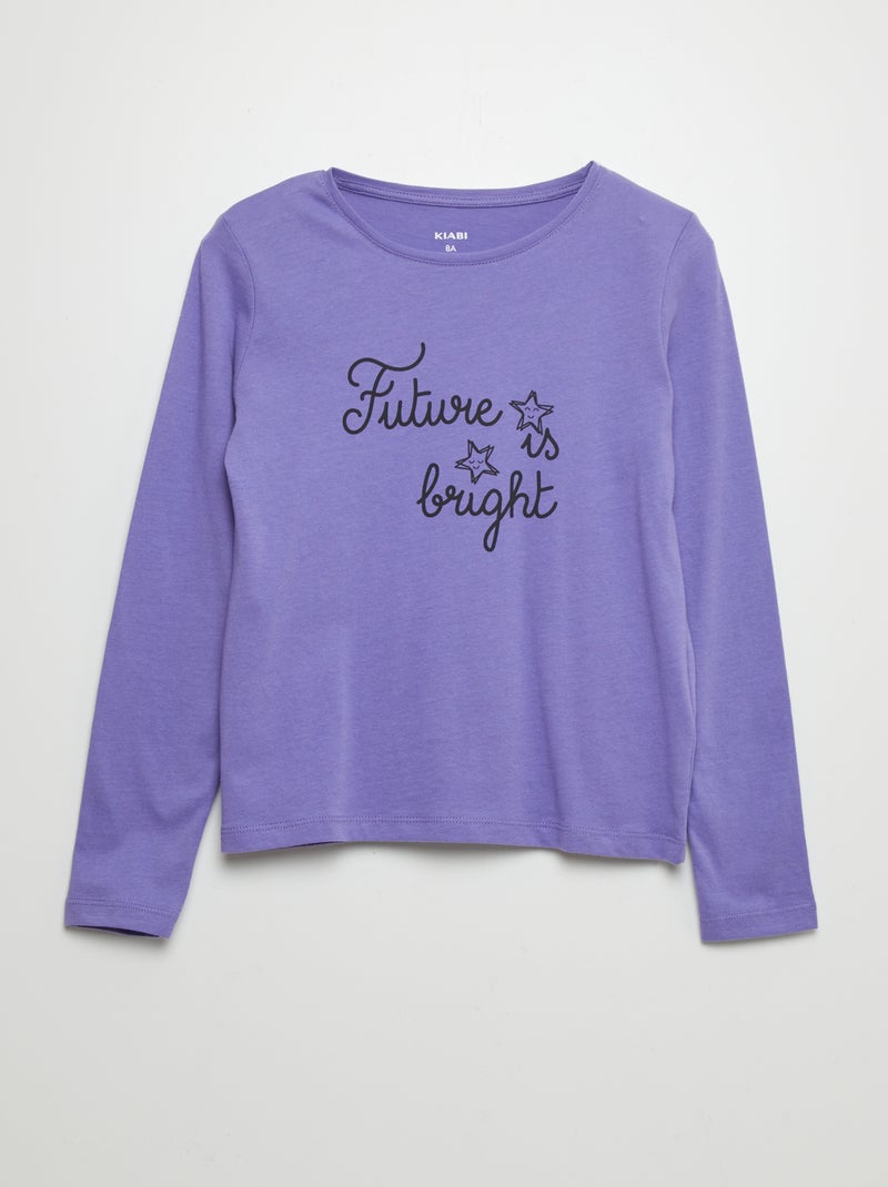 T-shirt en coton imprimé Violet - Kiabi