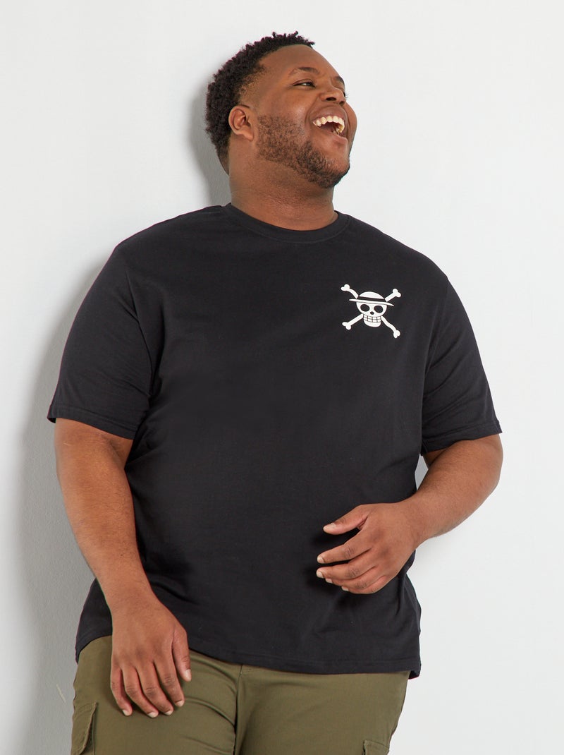 T-shirt en coton 'One Piece' noir - Kiabi