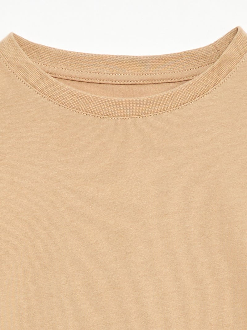 T-shirt en coton piqué à manches courtes Beige - Kiabi