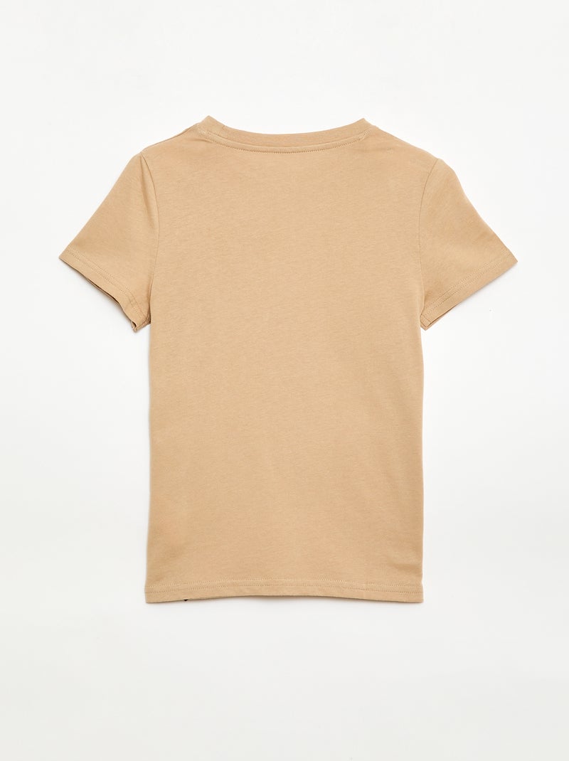 T-shirt en coton piqué à manches courtes Beige - Kiabi