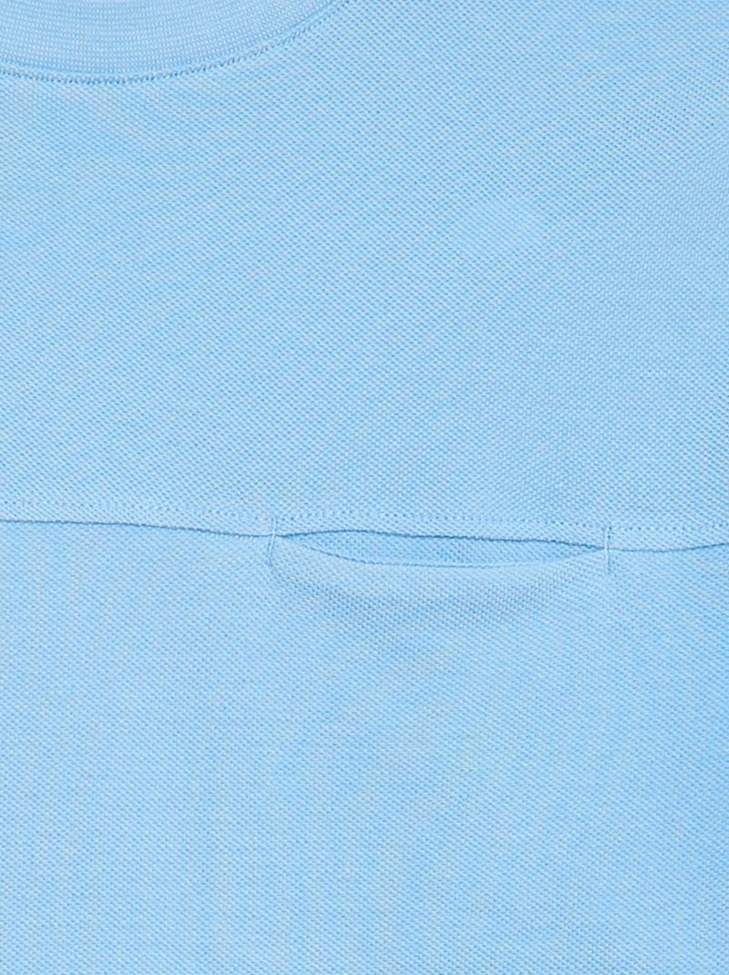 T-shirt en coton piqué à manches courtes Bleu - Kiabi