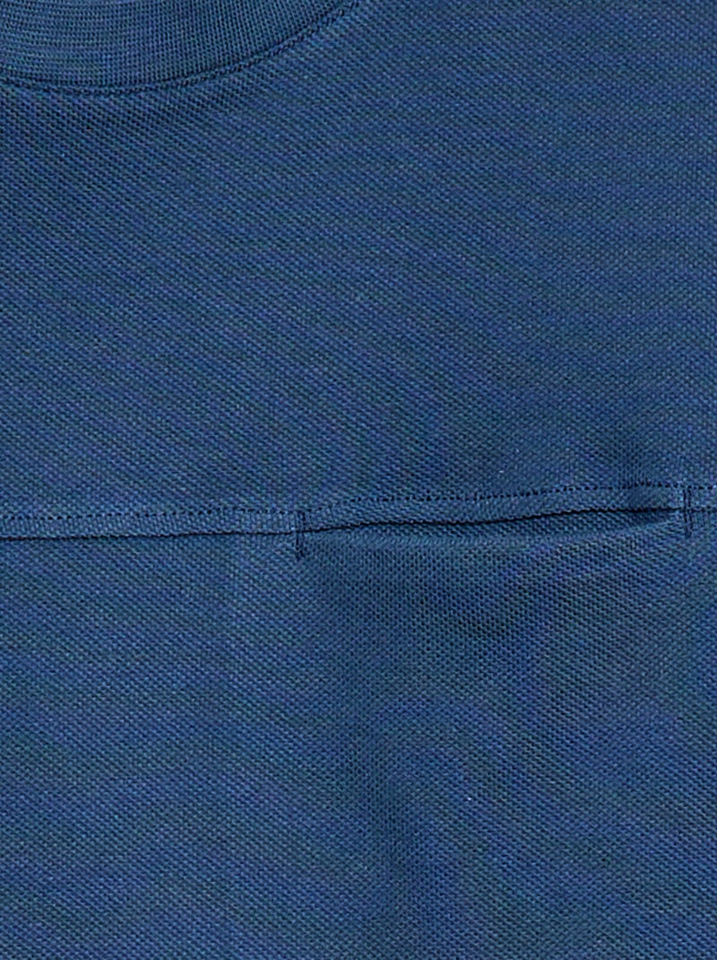 T-shirt en coton piqué à manches courtes Bleu foncé - Kiabi