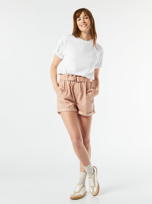 T-shirt en coton pour femme à col rond et manches courtes - Kiabi