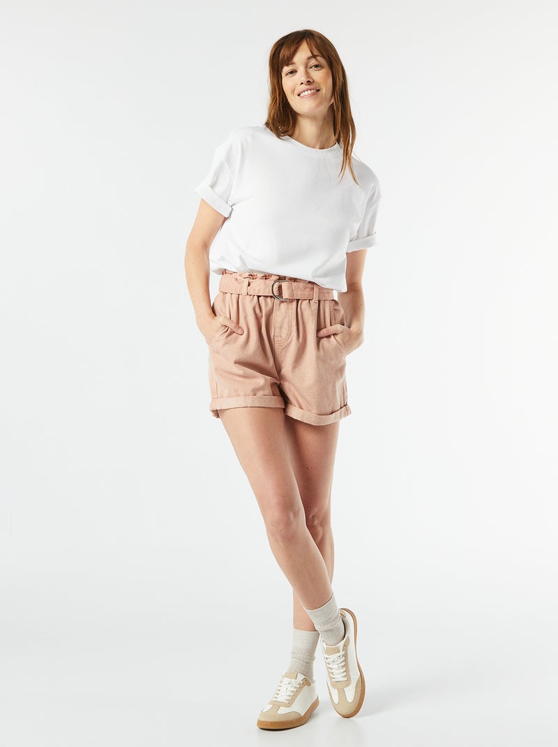 T-shirt en coton pour femme à col rond et manches courtes Blanc - Kiabi