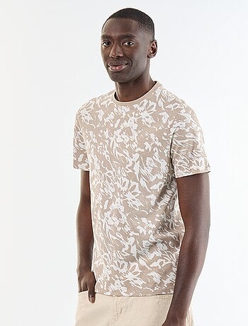 T-shirt en coton pour homme à col rond avec motif