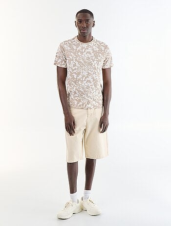 T-shirt en coton pour homme à col rond avec motif