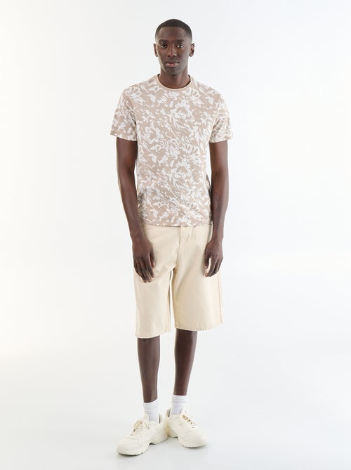 T-shirt en coton pour homme à col rond avec motif - Kiabi