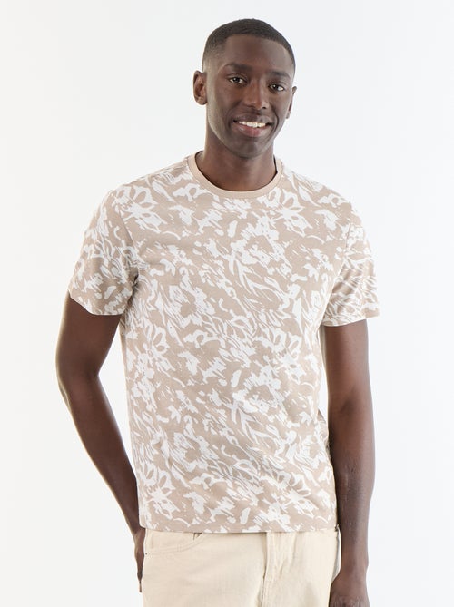 T-shirt en coton pour homme à col rond avec motif - Kiabi