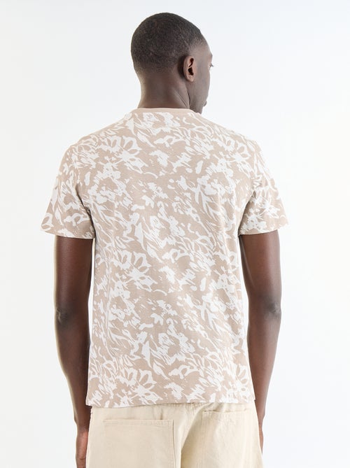 T-shirt en coton pour homme à col rond avec motif - Kiabi