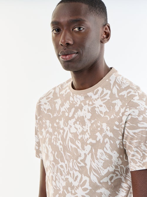 T-shirt en coton pour homme à col rond avec motif - Kiabi