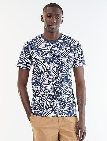 T-shirt en coton pour homme à col rond avec motif