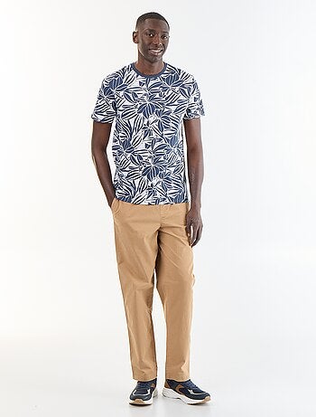 T-shirt en coton pour homme à col rond avec motif