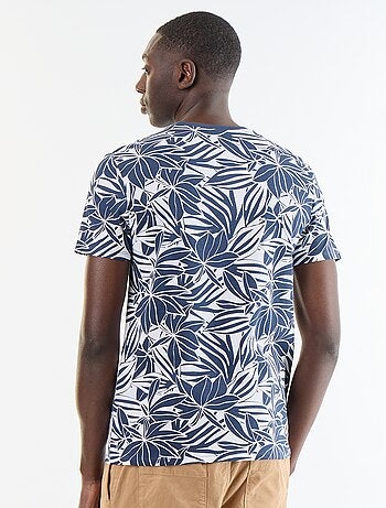 T-shirt en coton pour homme à col rond avec motif