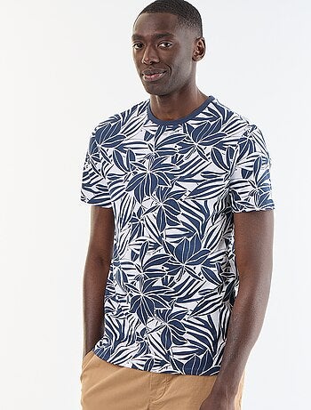 T-shirt en coton pour homme à col rond avec motif