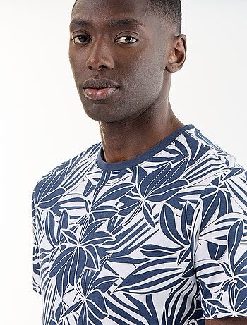 T-shirt en coton pour homme à col rond avec motif