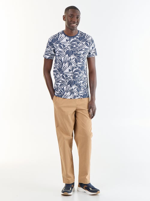 T-shirt en coton pour homme à col rond avec motif - Kiabi