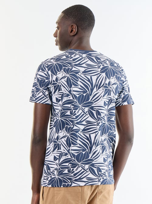 T-shirt en coton pour homme à col rond avec motif - Kiabi