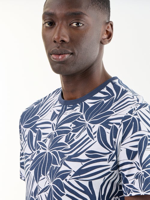 T-shirt en coton pour homme à col rond avec motif - Kiabi