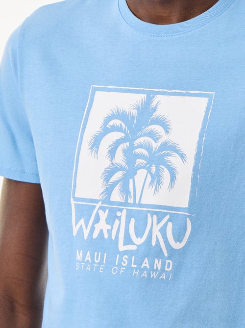 T-shirt en coton pour homme à col rond avec motif - Kiabi