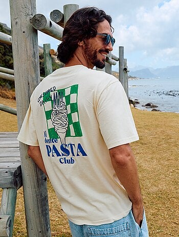T-shirt homme en coton à col rond avec motif placé