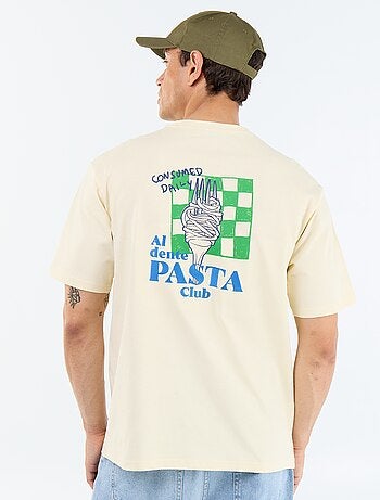 T-shirt homme en coton à col rond avec motif placé