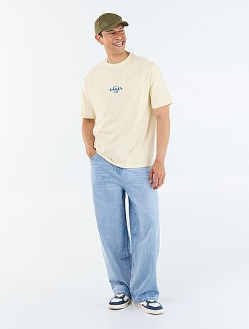 T-shirt homme en coton à col rond avec motif placé