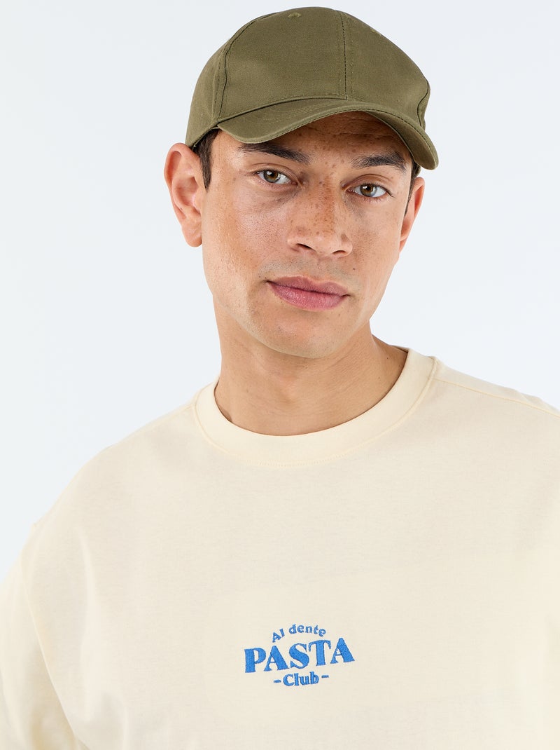 T-shirt en coton pour homme à col rond avec motif placé Jaune - Kiabi