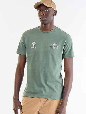 T-shirt en coton pour homme à col rond avec motif