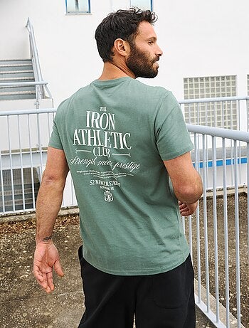 T-shirt en coton pour homme à col rond avec motif