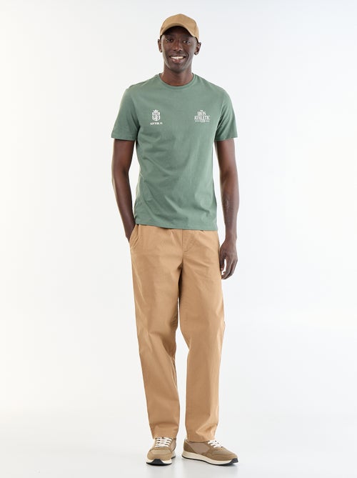 T-shirt en coton pour homme à col rond avec motif placé - Kiabi