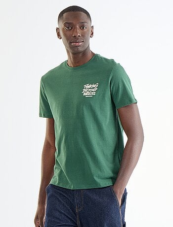 T-shirt en coton pour homme à col rond avec motif
