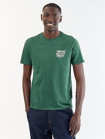T-shirt en coton pour homme à col rond avec motif