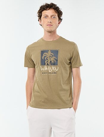 T-shirt en coton pour homme à col rond avec motif