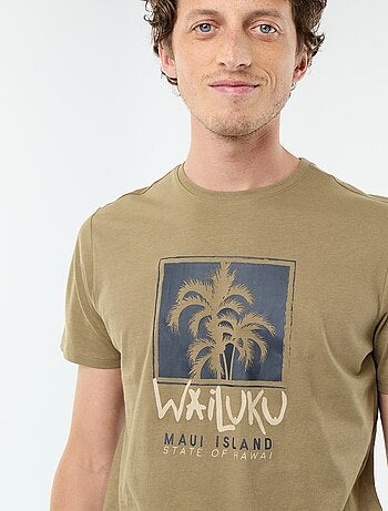 T-shirt en coton pour homme à col rond avec motif