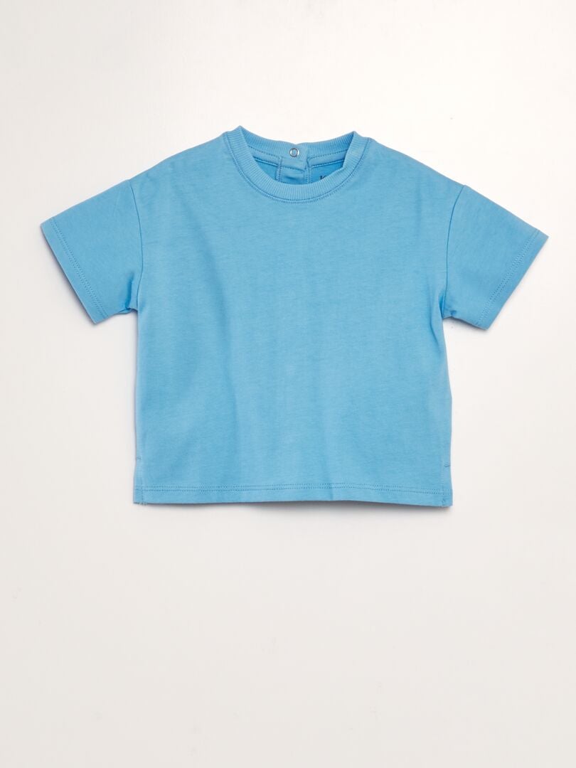 T-shirt en coton pressionné au dos - Tough Cotton™ - Mixte Bleu - Kiabi