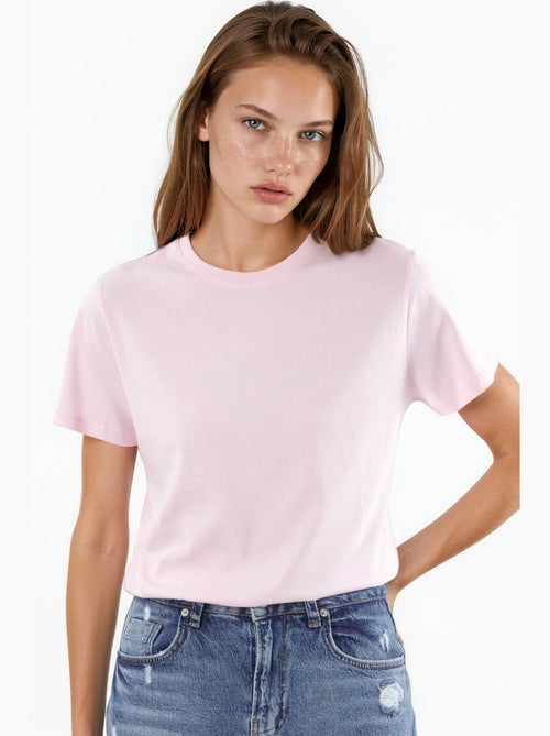 T-shirt en coton uni à col rond busem - Kiabi