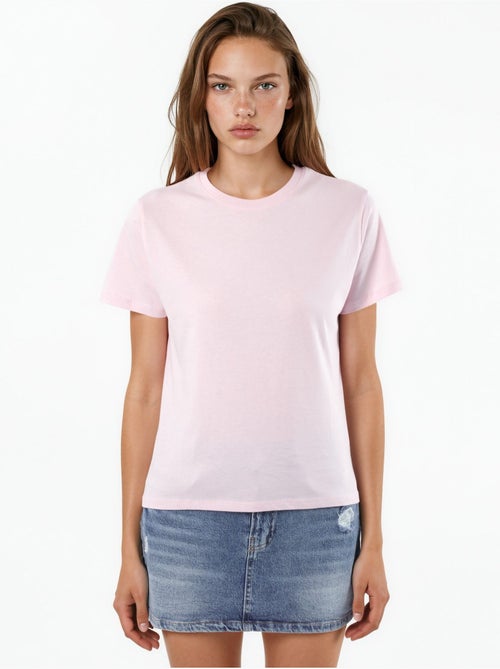 T-shirt en coton uni à col rond busem - Kiabi