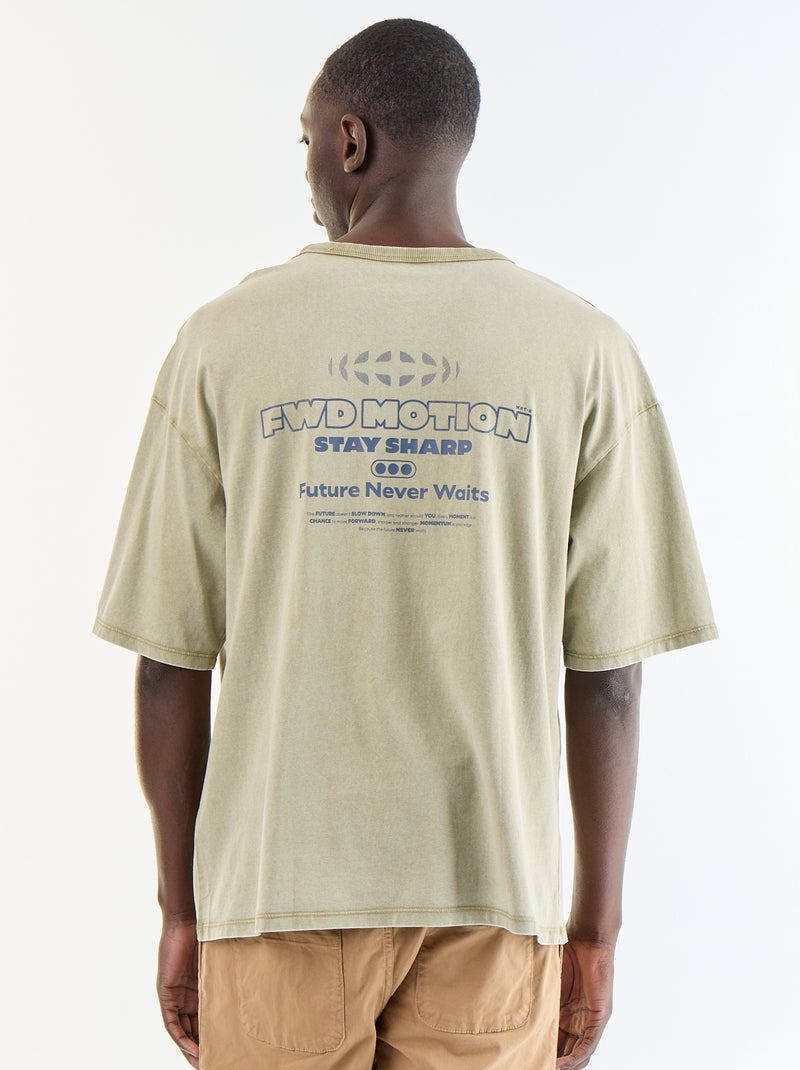 T-shirt en coton uni à col rond homme Vert - Kiabi